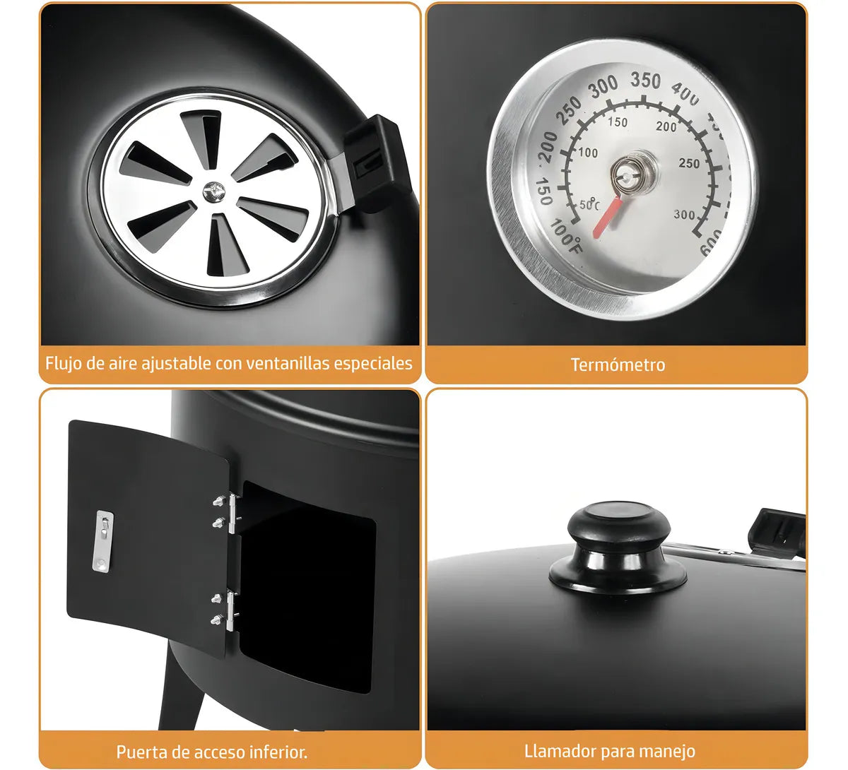 Asador Barril Portátil 3 en 1 – Parrilla, Asador y Ahumado