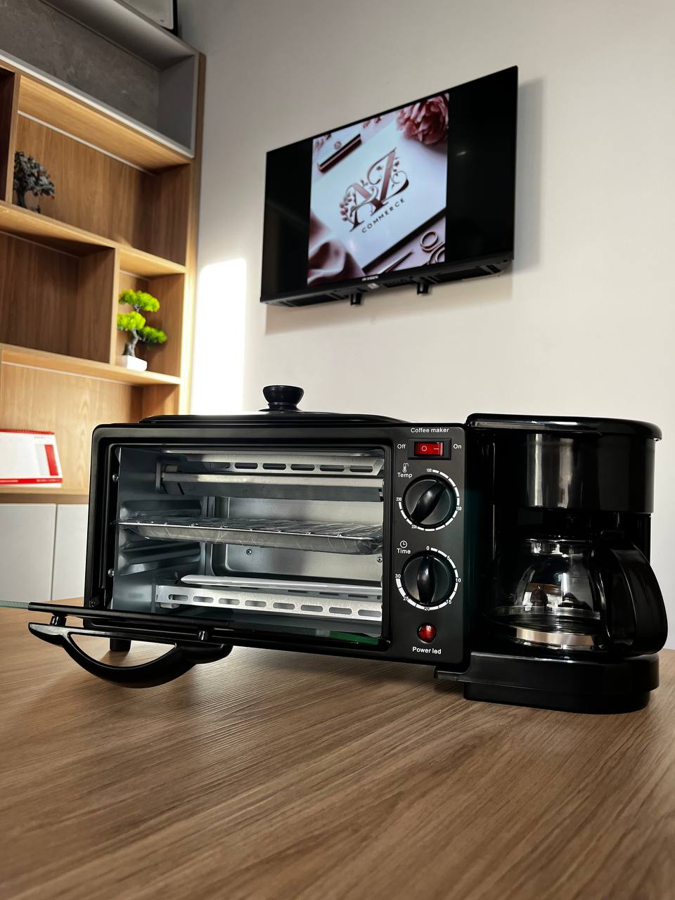 Máquina de Desayuno 3 en 1 Sokany – Cafetera + Mini Horno + Parrilla