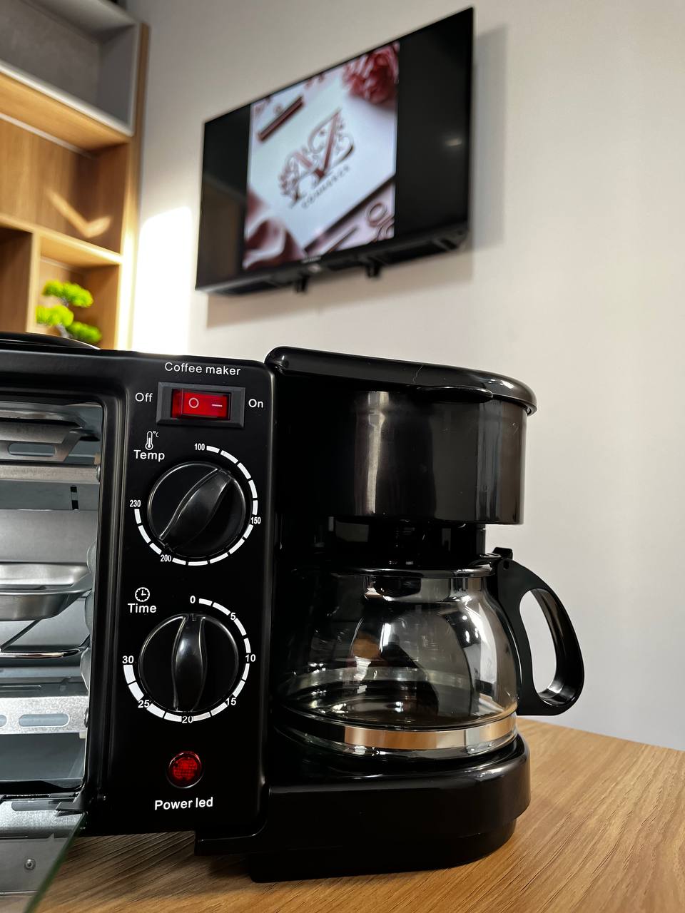 Máquina de Desayuno 3 en 1 Sokany – Cafetera + Mini Horno + Parrilla