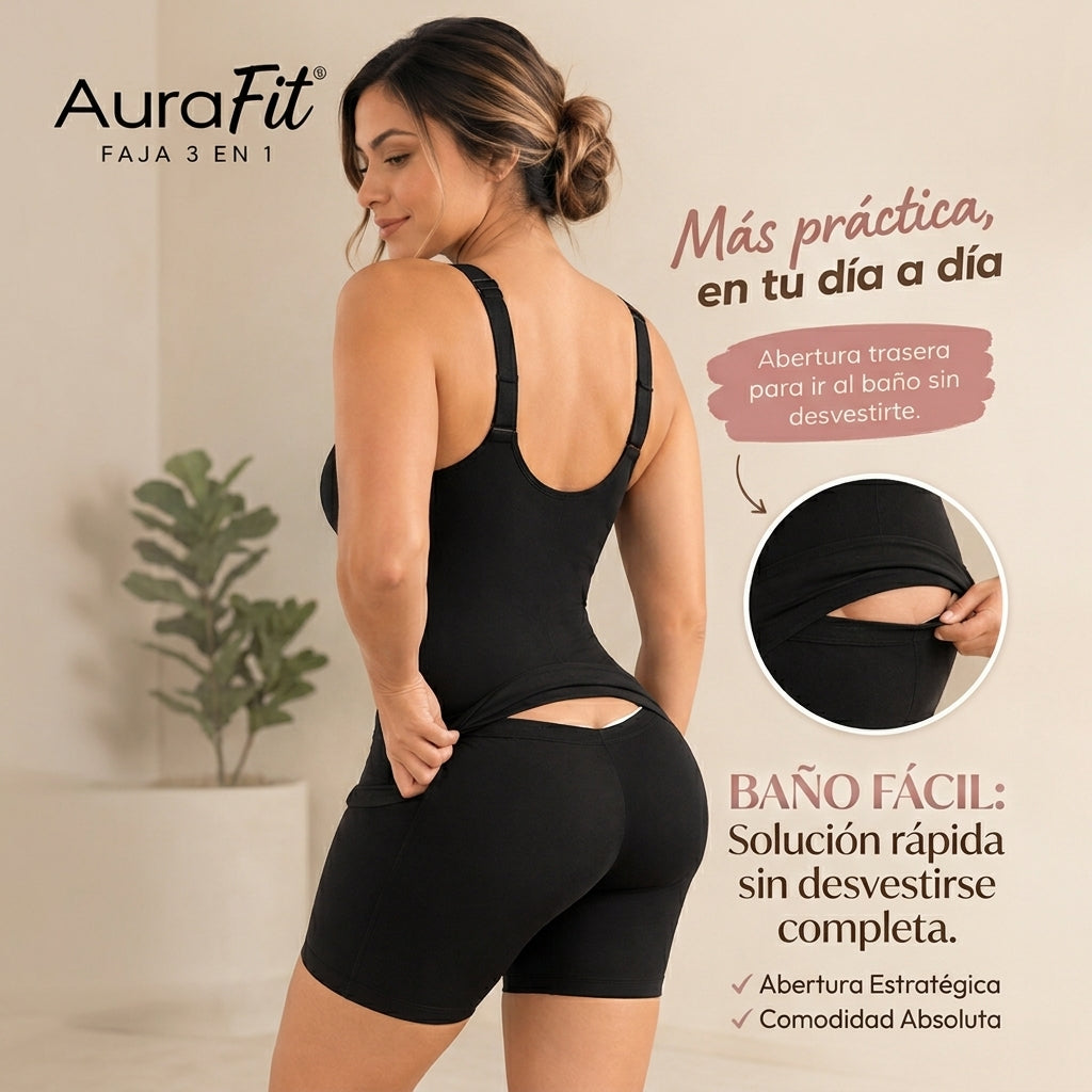 Faja AuraFit ® 3 en 1 : Levanta cola, realza el busto y moldea tu cintura... ¡y ve al baño sin complicaciones!