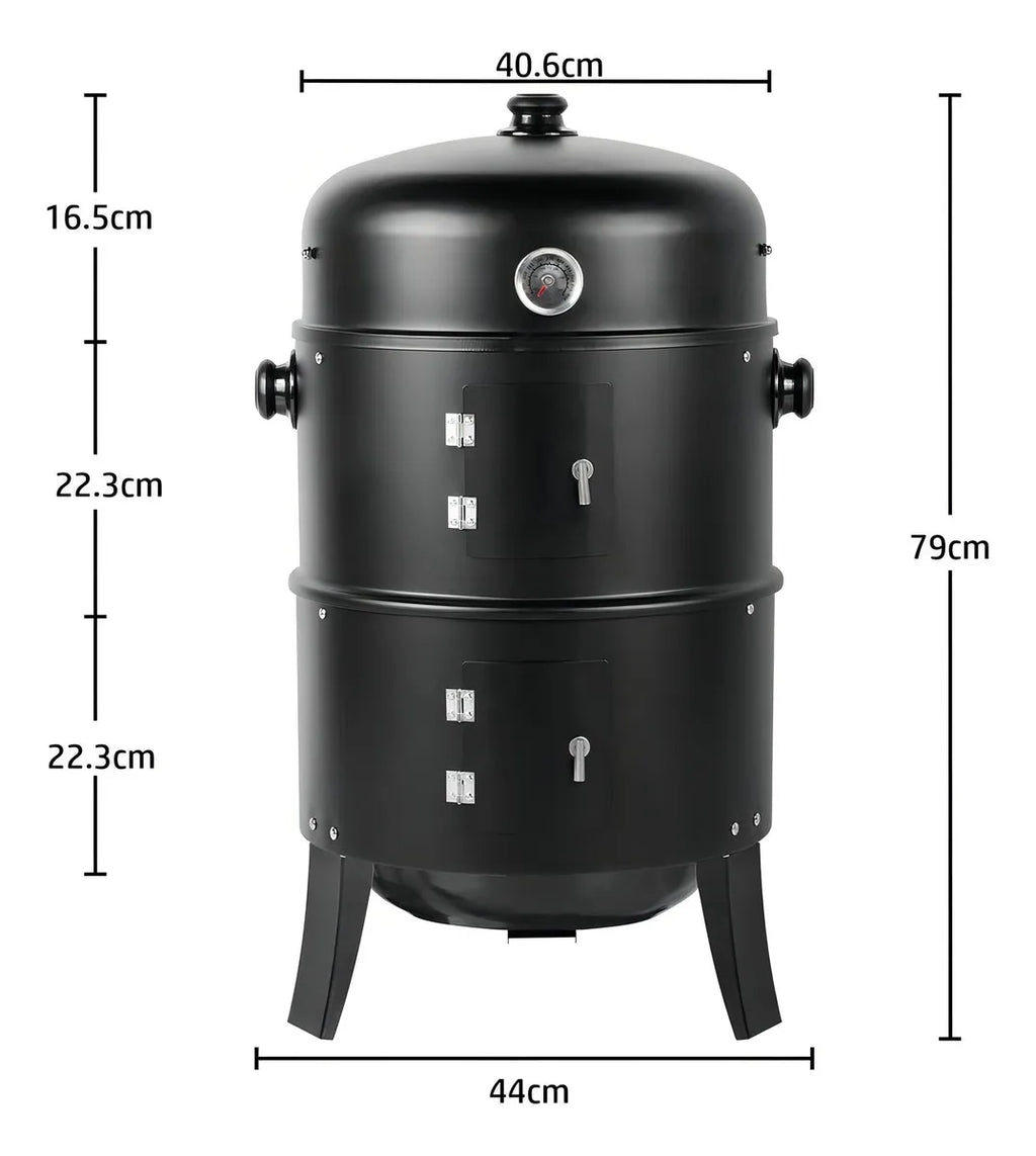 Asador Barril Portátil 3 en 1 – Parrilla, Asador y Ahumado